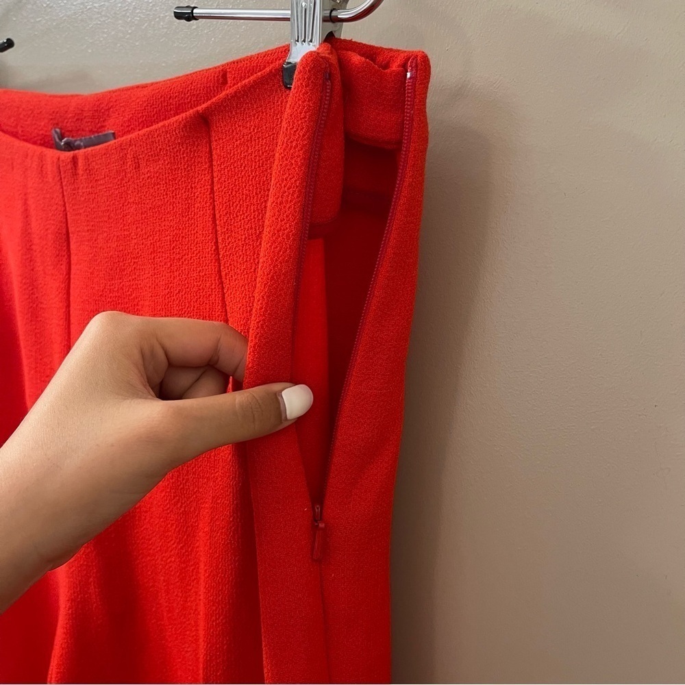 NWT LELA ROSE Button placket pants wool pants In Scarlet red size 8 holidays - Picture 4 of 12